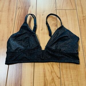 Auden Black Glitter Deep V Bralette